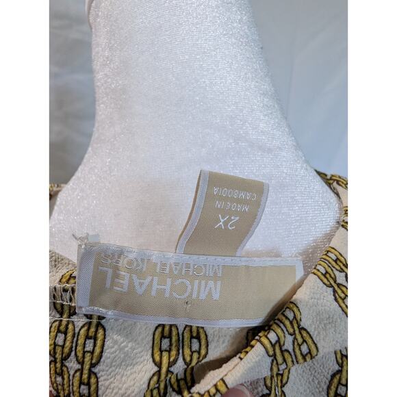 Michael Kors Women's Size 2X Chain Link Print Designer Tunic Blouse Shirt Top - Picture 7 of 13